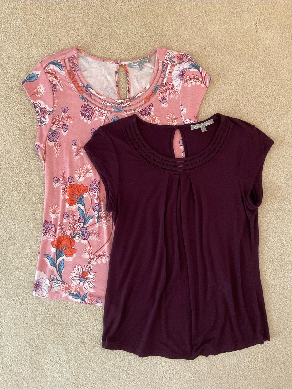 Daniel Rainn Pink Floral Top & Deep Plum  Top, Medium